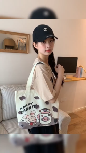 New canvas bag student book commuting to work leisure lazy style large capacity original fashion trend ins