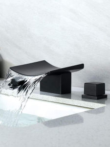 BANGPU | European LED Lighted Waterfall Dual Handle Hot and Cold Faucet 3-Piece Set
