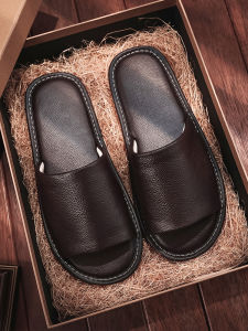 Classy Genuine Leather Sandals Mens Tendon Bottom Summer Couple Household Indoor Non Slip Soft Bottom Non-Stinky Feet Cowhide Women