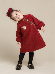 Red Childrens Cheongsam Dress Baby New Year Visit Clothes Autumn Winter New Style Girls Clothing Traditional Chinese Ethnicity Fashion