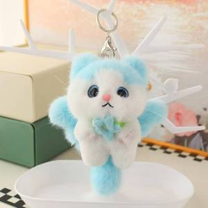 Beast Kingdom | Newest Healing Angel Cat Backpack Pendant Keychain Kawaii Plush Toy Figure Doll Cartoon Anime Cute Gift Gift Doll for Friends