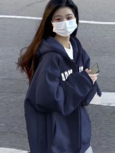 เสื้อสเวตเตอร์มีฮู้ดสำหรับผู้หญิง ทรงหลวม หนา แขนยาว ปกติ คอตตอน ฤดูใบไม้ร่วง/ฤดูหนาว 2023 แฟชั่นเกาหลี แขนยาว ปกติ