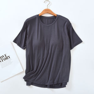 Modal Cotton Padded Short-Sleeved T-shirt Womens Summer Pajamas Pajamas Tops Thin Split Slimming Half-Sleeved Base Shirt