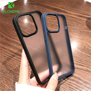 FLOVEME Frosted Transparent Armor Phone Case For iPhone 15 14 13 12 11 Pro Max 15 14 Plus Matte Clear Acrylic Shockproof Back Cover For iPhone X XR XS Max
