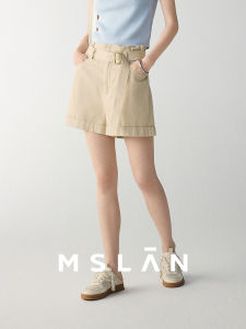 High Waist Cotton Casual Wide Leg Flower Bud Pants Womens Short Shorts MSLAN Spring Summer Fashionable Small Stature