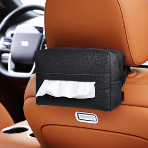 High-End Car-Mounted Tissue Box Simple Interior Storage Box Leather Material Handrest Box Tissue Drawbox Car Accessories