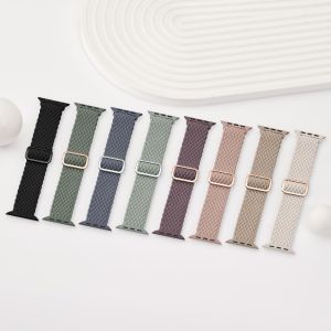 Case+Braided Loop Strap for Apple Watch Bands 45mm 41mm 44mm 40mm Women Men Nylon Adjustable Stretchy Bands with TPU Hollowed Case for iWatch Series 9 8 7 SE2 SE 6 5 4