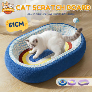 3 in 1 Large Oval Cat Scratcher Board with Toy Ball Durable Cat Scratcher Bed Sisal Cat Scratcher