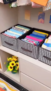 Baby Life กล่องเก็บของอเนกประสงค์ ลายขาวดำ ความจุใหญ่ พับเก็บได้ มีหูหิ้ว วางซ้อนได้ รุ่นN15