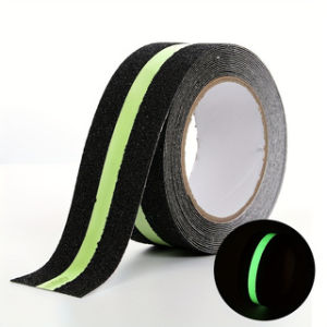 Non-slip traction tape suitable for workshops with luminous green stripes for stair treading indoors and outdoors