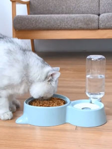 2-in-1 Pet Automatic Water Dispenser and Food Feeder Cat and Dog Bowl w/ Bottle Original Accessories