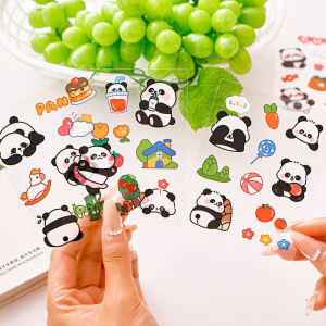 Cute Panda Guka Stickers Student Cartoon PET Scrapbooking Material DIY Water Cup Mobile Phone Waterproof Decorative Small Stickers