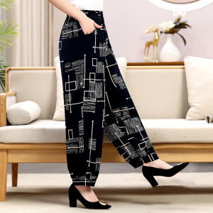 เอวสูงผ้าฝ้ายผ้าไหมโคมไฟกางเกงผู้หญิงฤดูใบไม้ผลิฤดูร้อนใหม่มาถึง Anti-ยุง Casual Bloomers การพิมพ์และการตาย