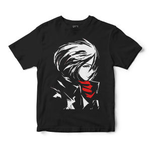 Bandai | Anime Mikasa Ackerman Attack on Titan Red Scarf Print Men T Shirt Men Sports T Shirt Men Short Sleeve T Shirt Cotton Top