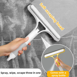 3 IN1 Silicone Wiper Glass Squeegee with Spray Bottle Bathroom Window Cleaning Brush