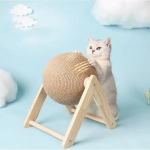 HATELI Cat Scratcher Toy Cat Scratching Ball Toy Natural Sisal Rope Kitten Scratching Ball Scratcher with Ball Anti-Depression Exercise Wheel for Cats