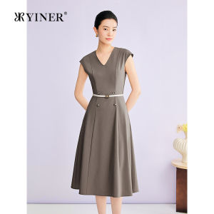 Fashionable Elegant Office V-Neck Slim Fit Sleeveless A-Line Dress