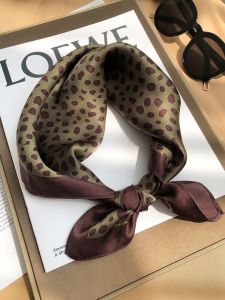 Korean Style Silk Scarf Elegantly Vintage Decorative Womens Fashionable Spring Square Ties Trendy Neckerchief Multifunctional Printed Scarf