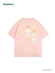 Áo Thun Cotton Nguyên Chất High Rain Dành Cho Nam Và Nữ Mùa Hè Cổ Tròn Tay Ngắn in Họa Tiết Hoạt Hình Phong Cách Đường Phố