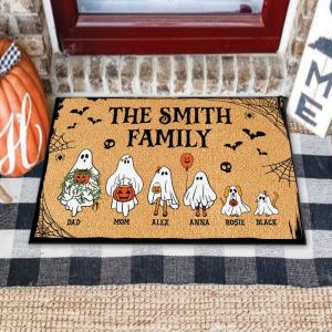 VIKAMA Thriller Halloween Door Mat Carpet Ghost Pumpkin Black Cat Anti Slip Entry Floor Mat Living Room Bedroom Entrance Carpet