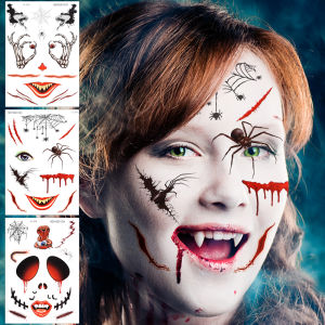 Halloween Disposable Tattoo Sticker Scary Spider Scar Waterproof Sticker for Halloween Party Decor