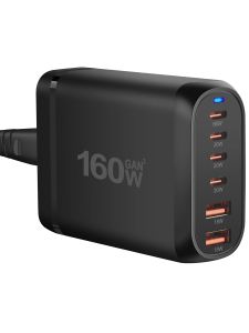 160W GaN Fast Charge 3.0 USB Type C Charger with 6 PD Ports Portable And Easy to Use for Phones And Tablets