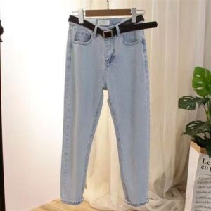 Jeans for Men Slim Fit Straight Cut Korean Skinny Casual Plain Pants Denim Long Trousers Fashion Clothes