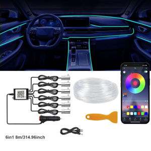 Flexible EL Wire Lights 12V With App Remote Control Ambient Atmosphere Strip Light Auto Decorative Lamps