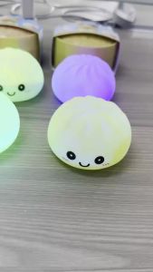 Bandai | Creative Cute Dumpling LED Night Light 6-Color Gradient Pressable Stress Relief Toy Childrens Bedroom Bedside Lamp Gift