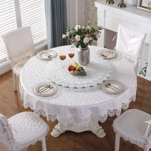 Round Tablecloth Fabric Household European-Style Lace White Tablecloth Ins round Small round Table round Table Turntable Tablecloth Chair Cushion