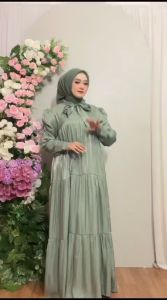 Baju Gamis Muslimah Terbaru Mewah / Pakaian Muslimah Seragam Pesta Kondangan Pengajian Lebaran Ainun