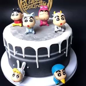 Animal Shape 6pcs Crayon Shin chan Animation Cute Little Boy Doll Desktop Cake Decoration