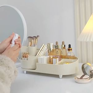 ABS Cosmetics Storage Box Rotating Makeup Organizers Dressing Table Cosmetic Rack Brush Organizer