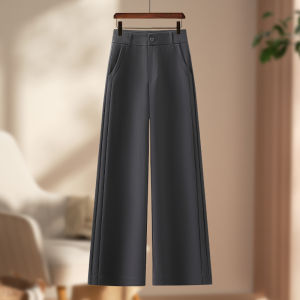 Slim Fit Nine-Tenths Wide Leg Suit Pants for Women High Waist Draping Straight Casual Trousers Autumn New Style Small Size