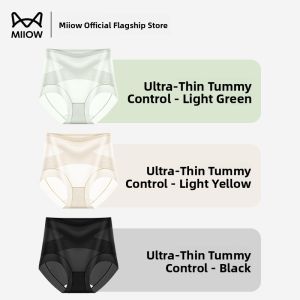Miiow | High-Waist Ice-Silk Womens Underwear Cat Person Abdomen Control Breathable Thin Summer Briefs Shapewear Triangle Pants