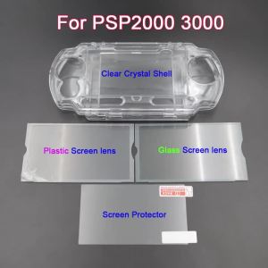 1Set Plastic /Glass Screen Lens+Screen Protector Film+Crystal Clear Hard Shell Case For PSP2000/3000 Game Console