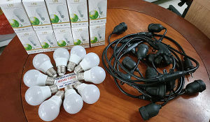 Bóng đèn BULB tròn 5W kín nước màu trắng vàng dùng được ngoài trời