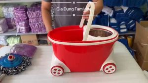Bộ lau nhà 360 độ thông minh 4 bánh xe lớn kèm Cây lau sàn mâm Inox cao cấp ( Tặng 2 bông lau tròn )