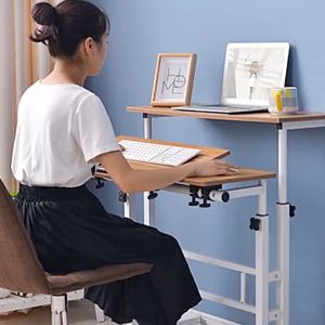 โต๊ะทำงานยืน 67-115 ซม.โต๊ะคอมพิวเตอร์แบบยืนปรับได้นั่งทำงานพร้อมล้อ โต๊ะคอมพิวเตอร์พร้อมที่วางคีย์บอร์ดและซีพียู(4 ชัน)