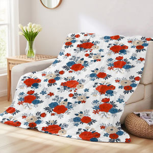 Beast Kingdom | Vintage Red Roses Winter And Summer French Plush Blanket Soft And Fluffy Comfortable Wool Blanket Sofa Ideal Gift