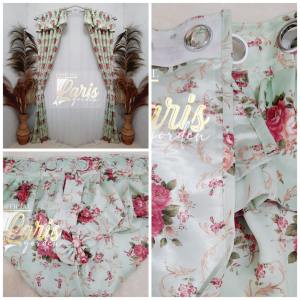 Gorden Jendela Model Poni Rempel Motip Shabby Bolak Balik - Termurah & Best Seller - Pintu Kamar Black Out - Lebar 140cm - Tinggi 150cm s/d 250cm (700 gr) - Bahan Blackout Grade A (1 Lembar)