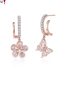 ajidou | Bông Tai Hình Bướm Không Đều Mạ Vàng Hồng