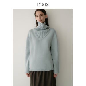 INSIS FEMME | Two-Way Collar Loose Australian Merino Wool Knit Top