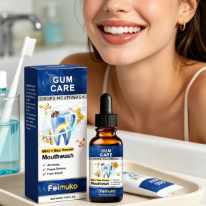Feimuko Bee Venom Mouthwash Mouth Odor Remover Clean Teeth Stains Dental Plaque Remover Refreshing Gum Care Mint Drops Mouthwash