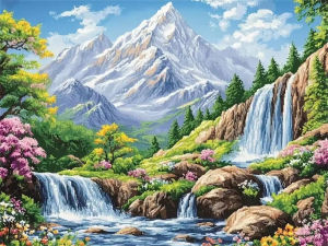 Mountain Waterfall Flower Tree Jigsaw Puzzle 500/1000/1200/2000PCS DIY Craft Hobby Relaxing Game Home Decor Gift