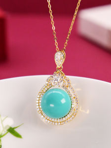 สร้อยคอเงิน S925 รูปตัวลูกปัดไข่มุกสีเขียวเทาสำหรับผู้หญิง เครื่องประดับแฟชั่นระดับไฮเอนด์ ทันสมัย ดีไซน์เก๋ไก๋