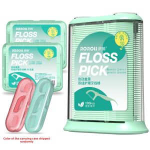 ROROLL | Mint Flavored Automatic Dual Floss Tooth Floss Pick Family Pack