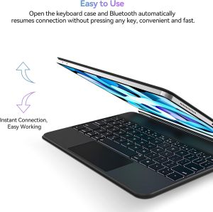 MD Magnetic Floating Wireless Keyboard Case: Magic-Style Rechargeable Bluetooth Case for iPad Pro 11 inch& iPad Air 4/5 Gen 10.9 inchwith Backlit Keys/Multi-Touch Trackpad