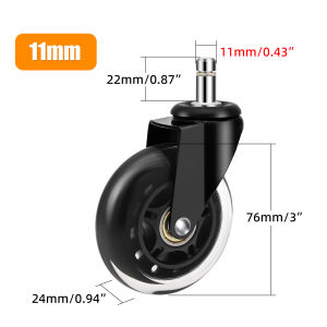 5pcs Universal Furniture Casters Wheels 3 Inch Rubber 360 Degree Rotatable Safe Rollers Quiet Rolling Office Chair Caster Wheels