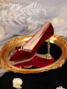 Daphne | Red Fine Heeled Wedding Shoes for Spring